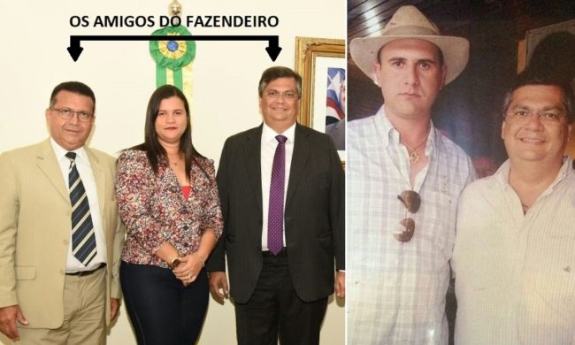 Penaldon, a mulher prefeita de Presidente Sarney e o governador Flávio Dino; fazendeiro Sebastião Patrick e Flávio
