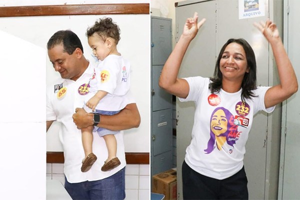 Weverton Rocha e Eliziane Gama durante a votação neste domingo