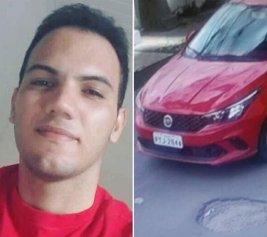 Suspeito Ayrton Campos e o carro que estava no local do crime