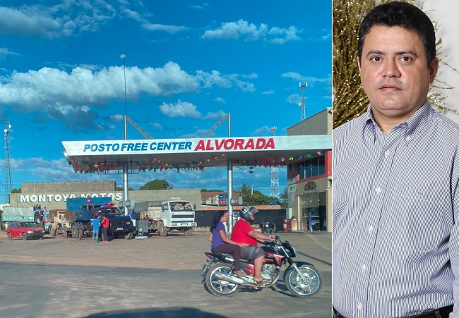 4 caçambas da Construtora Cardoso abastecendo no posto de combustível que pertence ao prefeito Rigo Teles