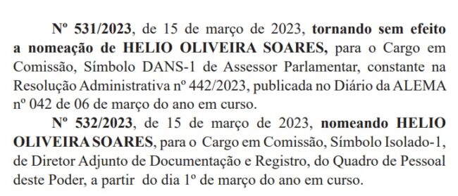 Diário Oficial do dia 15 de março - Hélio Oliveira Soares