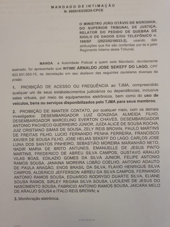 Relação dos alvos da operação da PF no Maranhão contra desembargadores, juízes e advogados